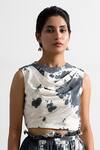 Bohame_Black Muslin Silk Cowl Helen Tie Dye Co-ord Pant Set _Online_at_Aza_Fashions