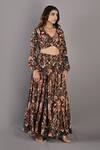 Bohame_Maroon Crepe Floral V Neck Zahara Print Sharara Set _Online_at_Aza_Fashions