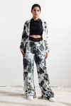Buy_Bohame_Black Linen Collared Neck Rosa Tie Dye Co-ord Pant Sets _at_Aza_Fashions