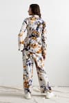 Shop_Bohame_Beige Linen Lapel Missy Tie Dye Co-ord Pant Set _at_Aza_Fashions