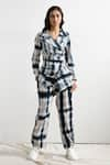 Buy_Bohame_Blue Linen Lapel Tokyo Tie Dye Co-ord Jacket Set _at_Aza_Fashions