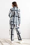Shop_Bohame_Blue Linen Lapel Loucia Tie Dye Co-ord Pant Set _at_Aza_Fashions