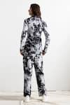 Shop_Bohame_Black Linen Notched Lapel Collar Mabel Tie Dye Co-ord Pant Set _at_Aza_Fashions