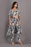 Buy_Bohame_Off White Crepe Printed Floral Cape Open Alyssa And Pant Set _at_Aza_Fashions