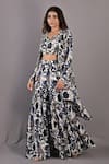 Buy_Bohame_Off White Crepe Floral Cape Open Cassia Print And Sharara Set _at_Aza_Fashions