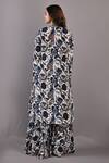 Shop_Bohame_Off White Crepe Floral Cape Open Cassia Print And Sharara Set _at_Aza_Fashions