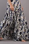 Bohame_Off White Crepe Floral Cape Open Cassia Print And Sharara Set _at_Aza_Fashions