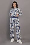 Buy_Bohame_Off White Cotton Satin Printed Floral Mandarin Collar Laurel Jacket And Pant Set _at_Aza_Fashions