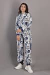 Buy_Bohame_Off White Cotton Satin Printed Floral Mandarin Collar Laurel Jacket And Pant Set _Online_at_Aza_Fashions