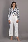 Buy_Bohame_Off White Cotton Satin Printed Floral Jacket Notched Cliantha And Pant Set _Online_at_Aza_Fashions