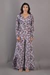 Buy_Bohame_Purple Cotton Satin Printed Floral V Neck Begonia Jumpsuit _Online_at_Aza_Fashions