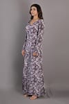 Shop_Bohame_Purple Cotton Satin Printed Floral V Neck Begonia Jumpsuit _Online_at_Aza_Fashions