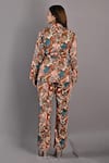 Shop_Bohame_Maroon Cotton Satin Printed Floral Notched Lapel Samantha Jacket And Pant Set _at_Aza_Fashions