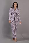 Buy_Bohame_Purple Cotton Satin Printed Floral Notched Lapel Cecilia Jacket And Pant Set _at_Aza_Fashions