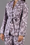 Bohame_Purple Cotton Satin Printed Floral Notched Lapel Cecilia Jacket And Pant Set _at_Aza_Fashions