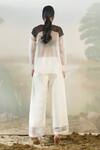 Shop_Febo6_White Silk Organza Floral, Sequin Round Embroidered Top And Pant Set _at_Aza_Fashions