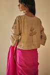Shop_Shorshe Clothing_Beige Handloom Silk Round Blouse_at_Aza_Fashions