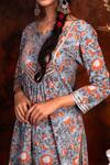 Shop_Tashee_Blue Cotton Round Block Print Kurta And Pant Set  _Online_at_Aza_Fashions