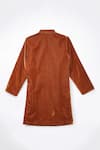Shop_Byb Premium_Brown Velvet, Cotton Satin Embroidery Mandarin Collar Kurta Set _at_Aza_Fashions