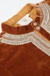 Shop_Byb Premium_Brown Velvet, Cotton Satin Embroidery Mandarin Collar Kurta Set _Online_at_Aza_Fashions