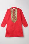 Buy_Byb Premium_Red Mandarin Collar Kurta Set For Boys_Online_at_Aza_Fashions