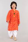 Buy_Byb Premium_Orange 100% Cotton Printed Bandhani Kurta Set _at_Aza_Fashions