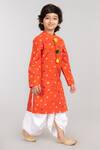 Byb Premium_Orange 100% Cotton Printed Bandhani Kurta Set _Online_at_Aza_Fashions