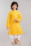 Buy_Byb Premium_Yellow Mirror Embroidered Kurta Set For Boys_Online_at_Aza_Fashions