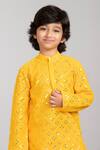 Shop_Byb Premium_Yellow Mirror Embroidered Kurta Set For Boys_Online_at_Aza_Fashions