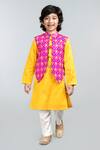 Buy_Byb Premium_Yellow Embroidered Bundi And Kurta Set For Boys_at_Aza_Fashions