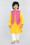 Byb Premium_Yellow Embroidered Bundi And Kurta Set For Boys_Online_at_Aza_Fashions