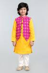 Buy_Byb Premium_Yellow Embroidered Bundi And Kurta Set For Boys_Online_at_Aza_Fashions
