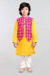 Shop_Byb Premium_Yellow Embroidered Bundi And Kurta Set For Boys_Online_at_Aza_Fashions