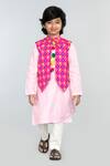 Buy_Byb Premium_Pink Embroidered Bundi And Kurta Set For Boys_at_Aza_Fashions