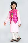Byb Premium_Pink Embroidered Bundi And Kurta Set For Boys_Online_at_Aza_Fashions