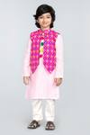 Buy_Byb Premium_Pink Embroidered Bundi And Kurta Set For Boys_Online_at_Aza_Fashions