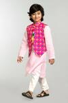 Shop_Byb Premium_Pink Embroidered Bundi And Kurta Set For Boys_Online_at_Aza_Fashions