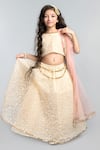 Buy_Byb Premium_Cream Cotton Blend Embroidered And Embellished Thread & Sequin Floral Lehenga Set _at_Aza_Fashions