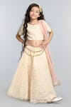 Buy_Byb Premium_Cream Cotton Blend Embroidered And Embellished Thread & Sequin Floral Lehenga Set _Online_at_Aza_Fashions