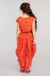 Shop_Byb Premium_Orange Top And Bandhani Print Dhoti Pants Set For Girls_at_Aza_Fashions