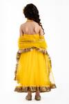 Shop_Byb Premium_Yellow Mirror Embroidered Blouse Lehenga Set For Girls_at_Aza_Fashions