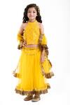 Buy_Byb Premium_Yellow Mirror Embroidered Blouse Lehenga Set For Girls_Online_at_Aza_Fashions