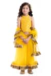 Shop_Byb Premium_Yellow Mirror Embroidered Blouse Lehenga Set For Girls_Online_at_Aza_Fashions