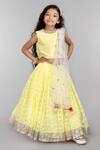 Buy_Byb Premium_Yellow Floral Lace Pattern Lehenga Set For Girls_at_Aza_Fashions