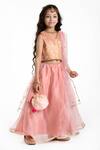 Shop_Byb Premium_Pink Floral Pattern Blouse Lehenga Set For Girls_Online_at_Aza_Fashions