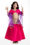 Shop_Byb Premium_Fuchsia Silk Lace, Sequins, Gota Patti Embellished Lehenga Set _Online_at_Aza_Fashions
