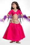 Byb Premium_Fuchsia Silk Lace, Sequins, Gota Patti Embellished Lehenga Set _at_Aza_Fashions