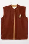 Buy_Byb Premium_Brown Velvet Beads Sleeveless Bundi _at_Aza_Fashions