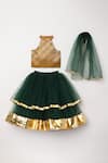 Buy_Byb Premium_Gold Jacquard, Cotton, Polyester, Tulle Halter Neck Choli Layered Lehenga Set _at_Aza_Fashions