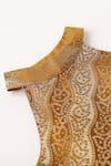 Shop_Byb Premium_Gold Jacquard, Cotton, Polyester, Tulle Halter Neck Choli Layered Lehenga Set _Online_at_Aza_Fashions